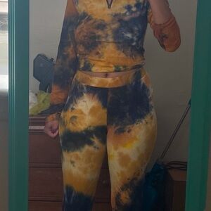 Orange, Blue and Yellow Tie-Dye Leggings Set